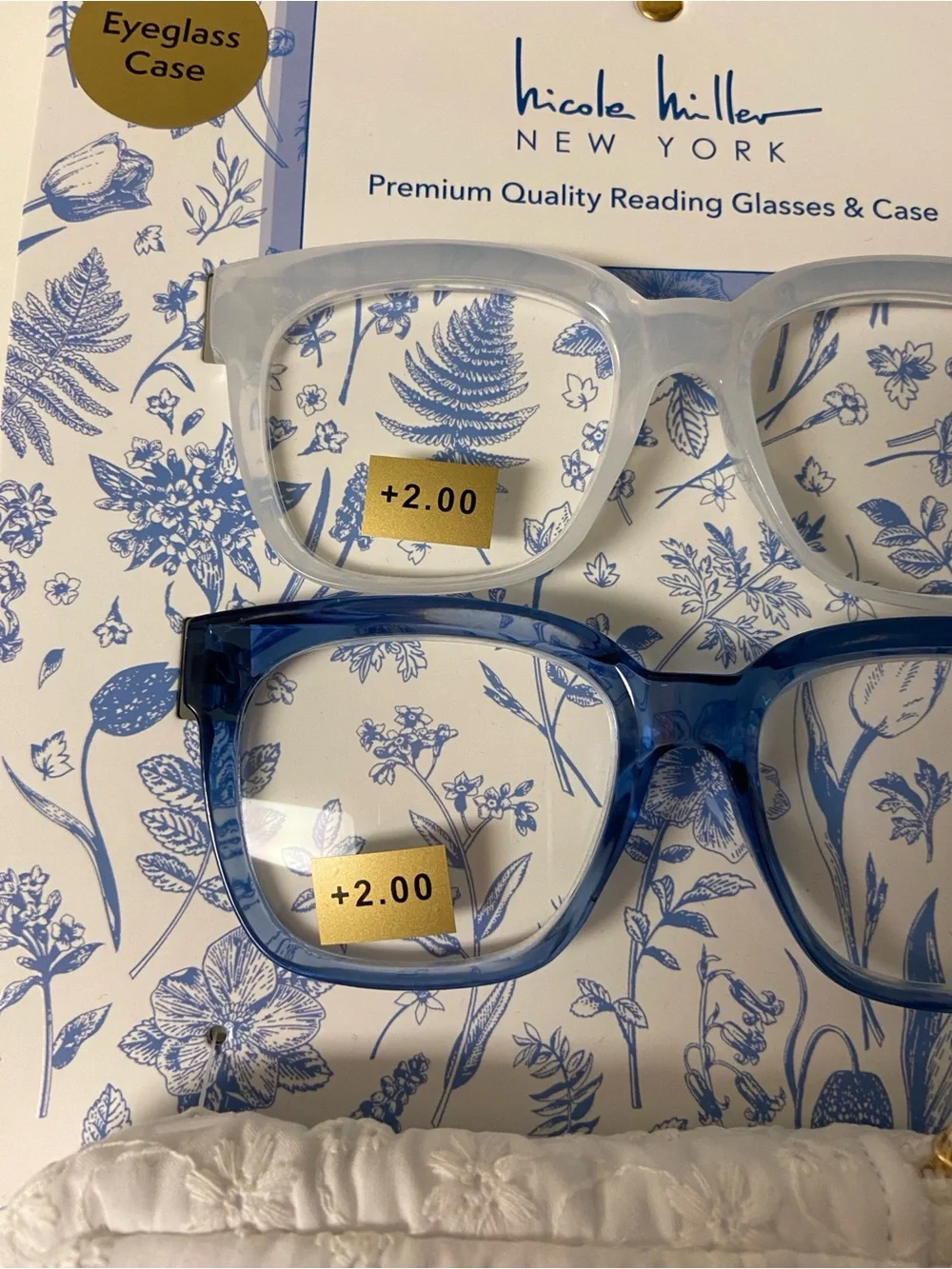 Nicole Miller 2 Pack Reading Glasses with Case Strength 2.00